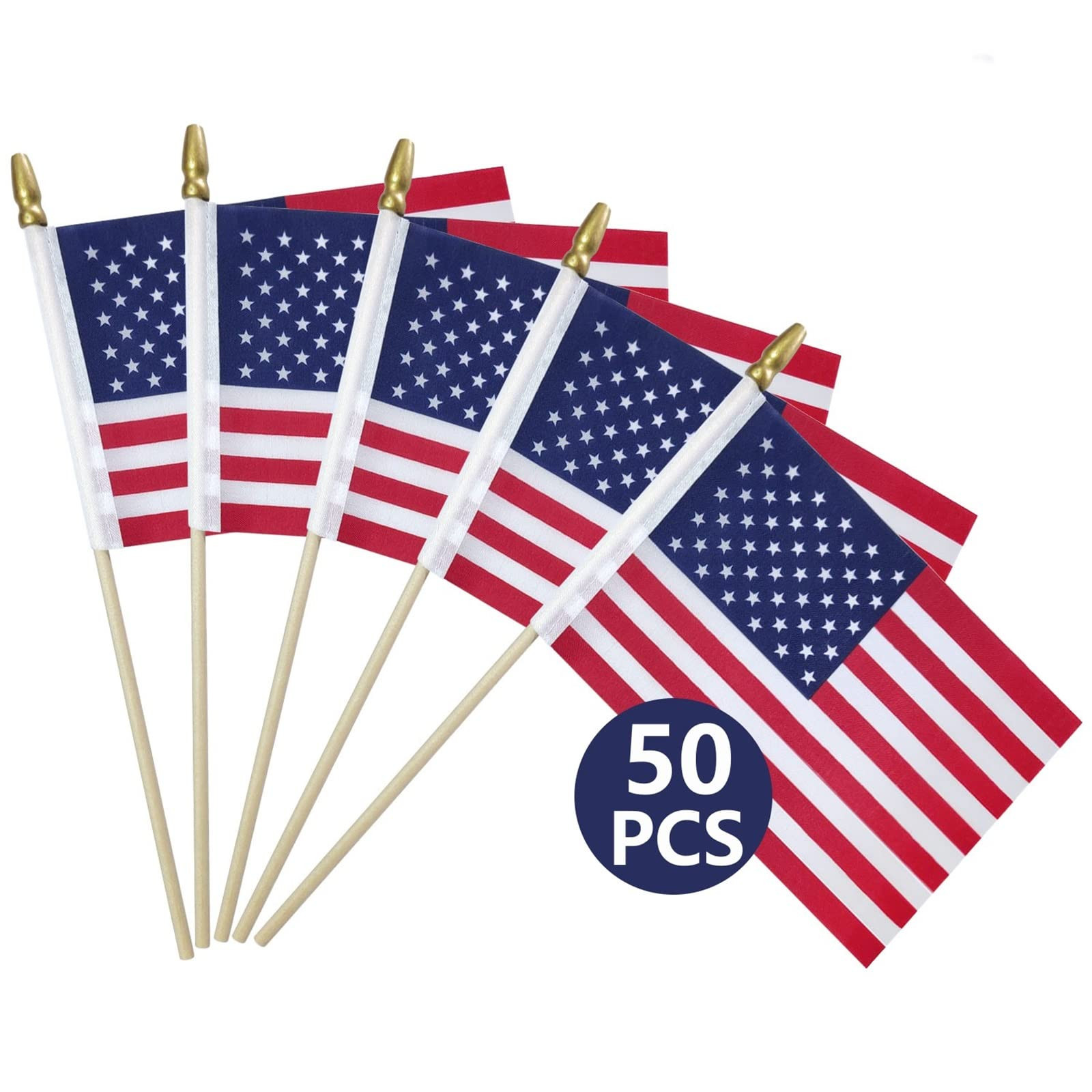 50 Packs Small American Flags on Stick,American Flag for Outside 4x6,Mini Flags/Small US Flags/US... | Amazon (US)
