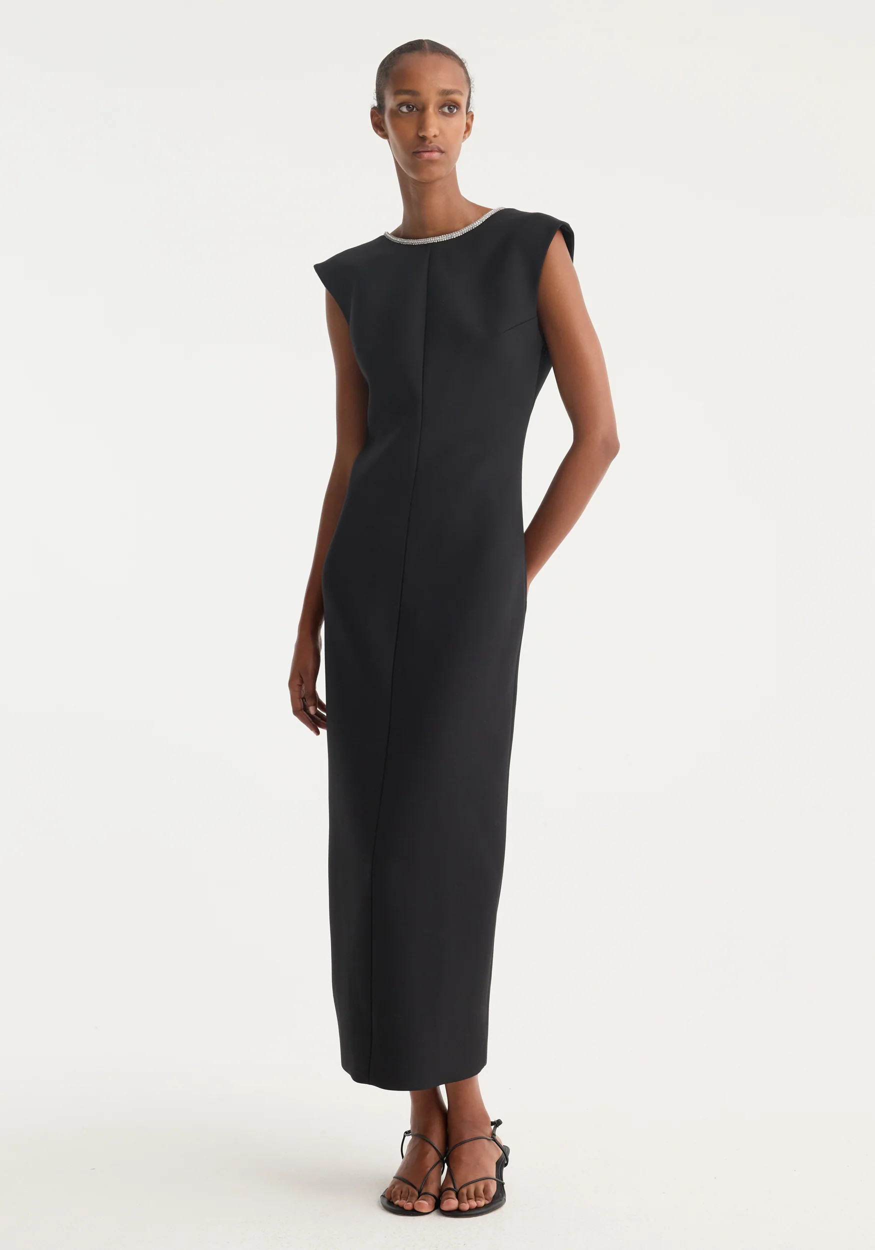 open back appliqué dress | black | Rohe