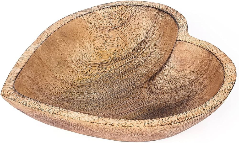 WitnyStore 8" Heart Shaped Bowl - Functional and Collectible Bowl - Handcrafted Wooden Bowl for S... | Amazon (US)