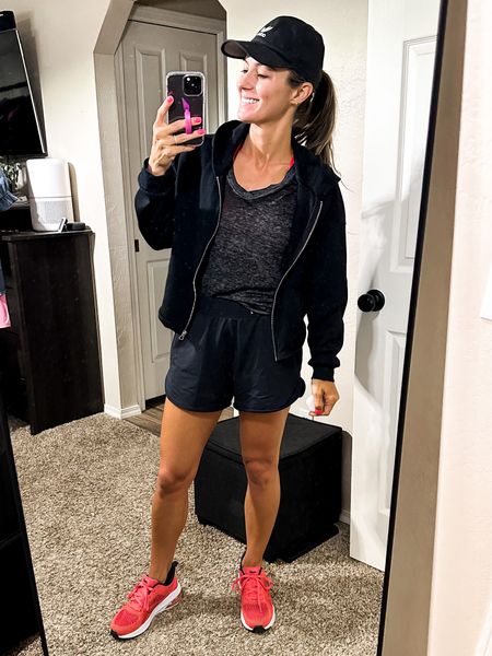 Morning walk outfit
Amazon adidas hat
Target girls cropped hoodie - large
Walmart burnout tee - medium size up
Target sports bra - small tts
Target shorts - Xs size down if between
Walmart sneakers - tts if between go up 

#LTKunder50 #LTKFind #LTKfit