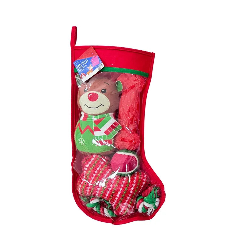 Vibrant Life Holiday 5-Piece Dog Toy Stocking Gift Set, Red, Chew Level 2 | Walmart (US)