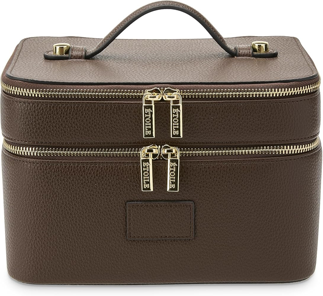 ETOILE - Duo Vanity Case Espresso - Large Functional Travel Makeup Bag Organizer with Removable D... | Amazon (US)