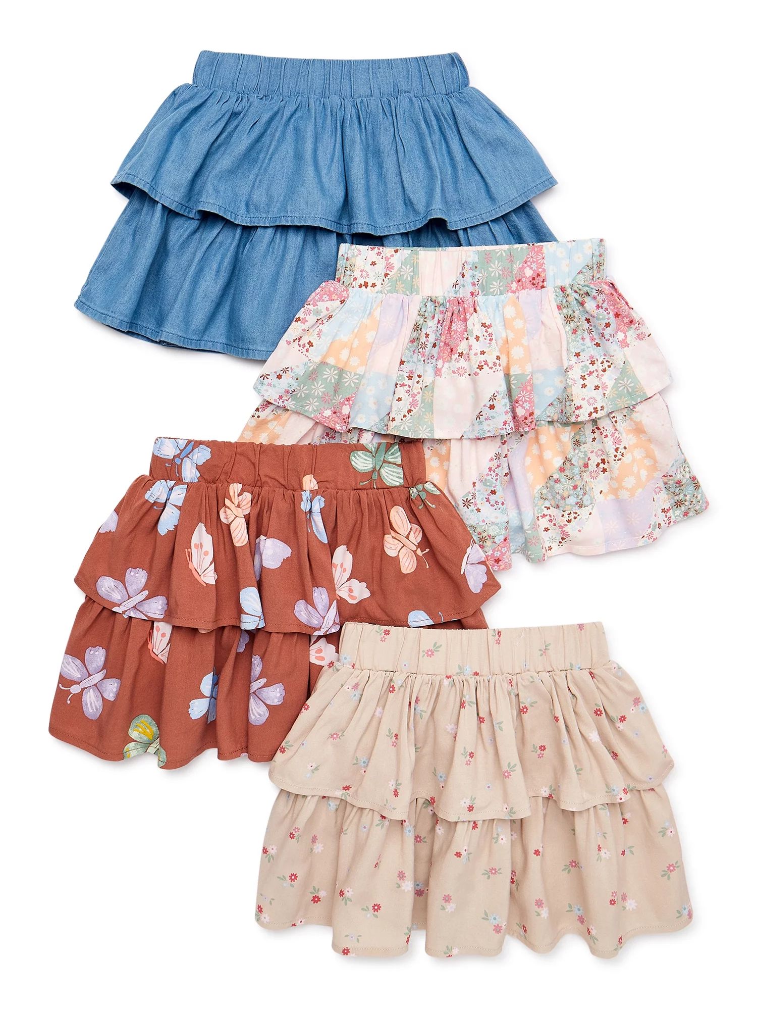 Garanimals Baby and Toddler Girls Denim and Woven Skirts, 4-Pack, Sizes 12 Months-5T | Walmart (US)