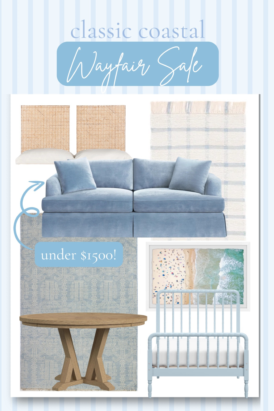 Classic coastal home on sale | bedroom | beds | blue & white | rugs 

#LTKxWayfair #LTKSaleAlert #LTKHome