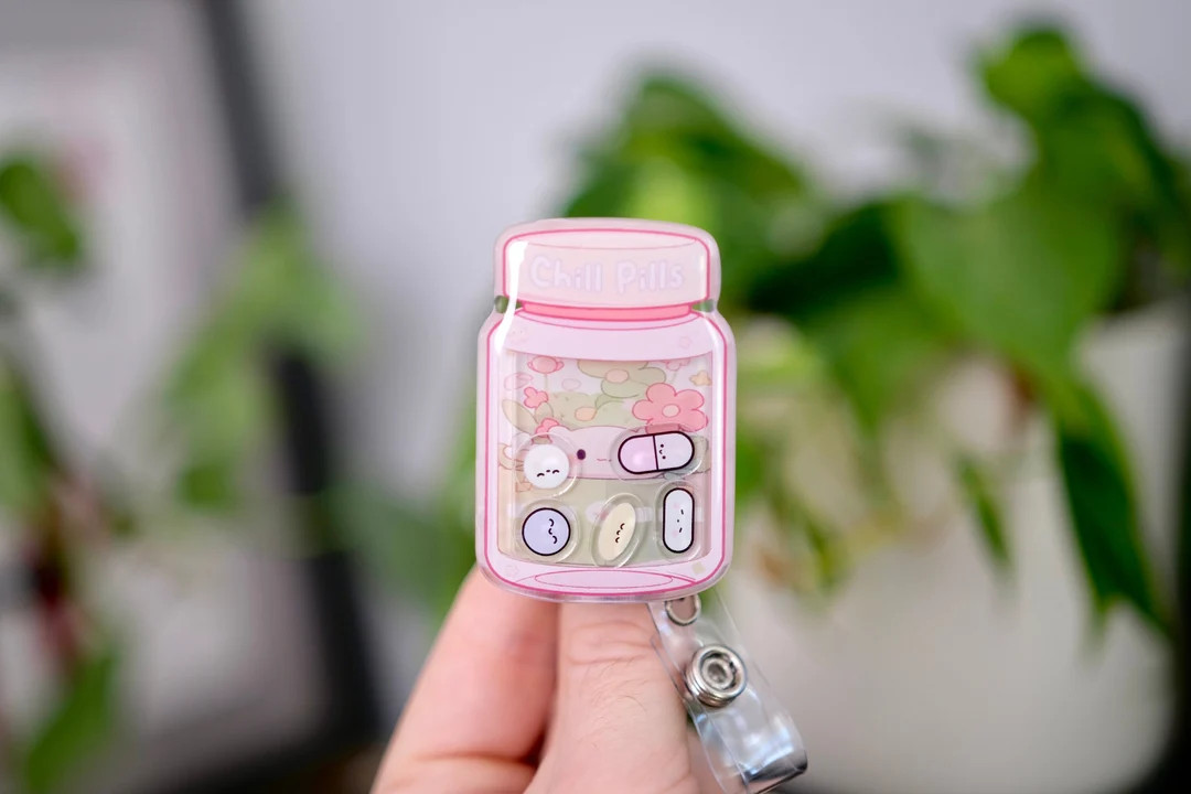 Chill Pills Shaker Badge Reel, Retractable, Nursing Badge Reel, Cute Nursing Gifts, Custom Badge | Etsy (US)