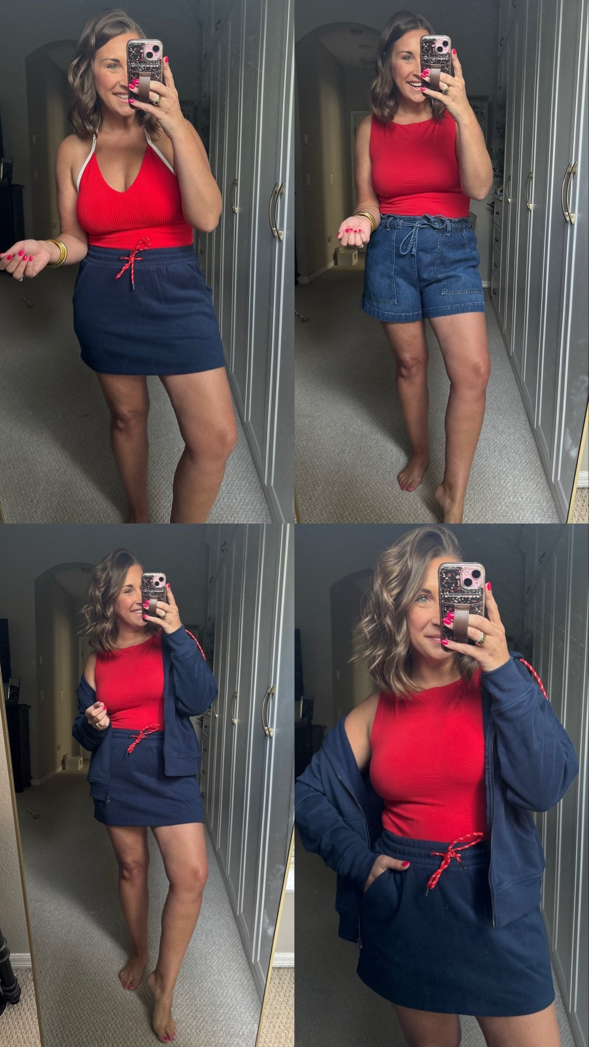 Red white & cuuuute! Loving these summer outfits, casual fits! 

Bathing suit, red tank, skort & denim shorts 

TTS: medium in everything

#LTKootd #LTKmomlife #LTKgrwm
