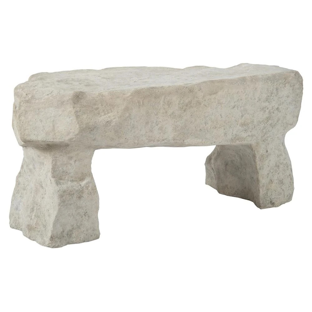 Nigel Industrial Loft Roman Stone Resin Outdoor Garden Bench | Kathy Kuo Home