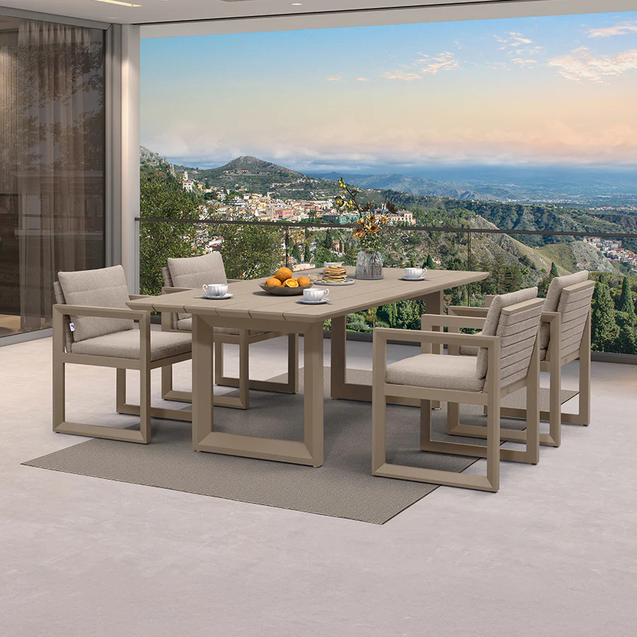 PURPLE LEAF Caesar Outdoor Dining Set Aluminum Luxury Patio Furniture Table and Chairs Set with O... | Purple Leaf