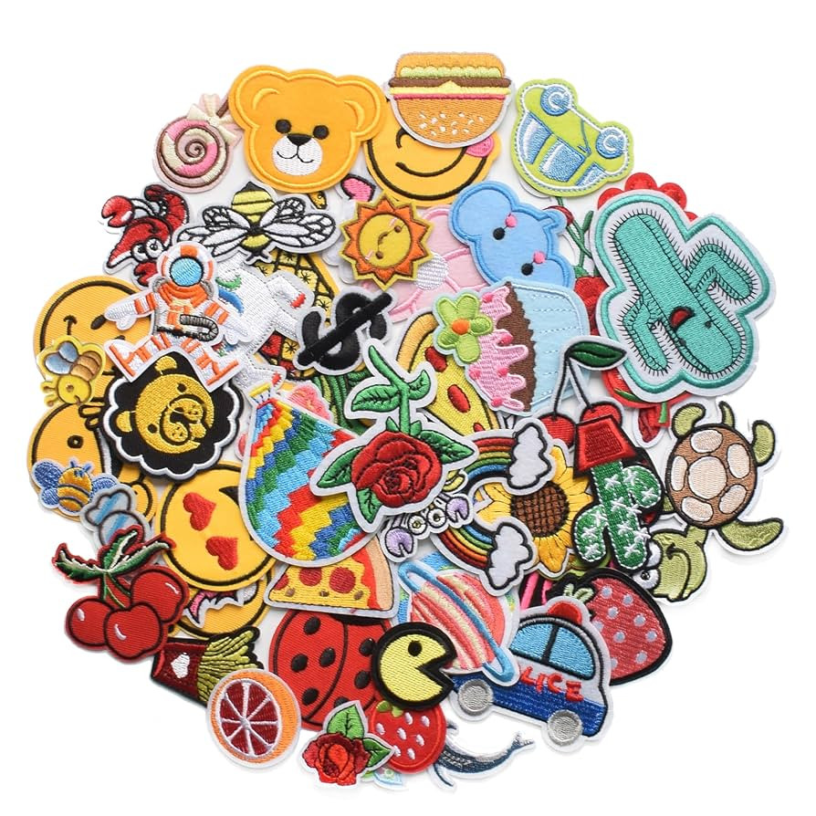 60pcs Random Assorted Styles Embroidered Patches, Bright Vivid Colors, Sew On/Iron On Patch Appli... | Amazon (US)