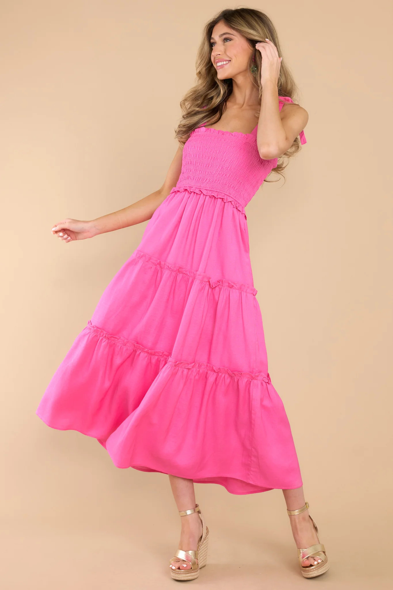 Morning Wishes Pink Midi Dress | Red Dress 