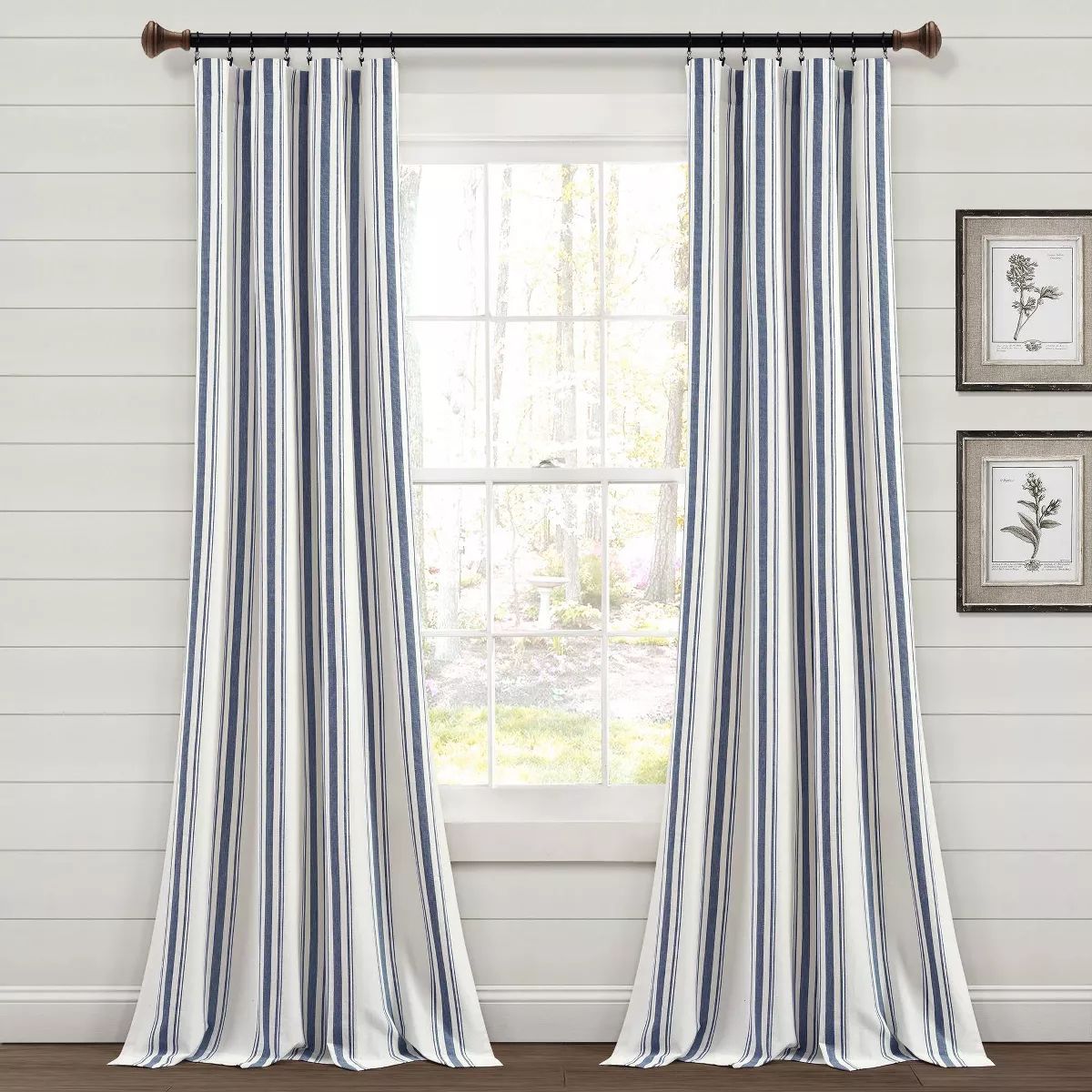 Set of 2 (84"x42") Farmhouse Striped Yarn Dyed Eco-Friendly Recycled Cotton Window Curtain Panels... | Target