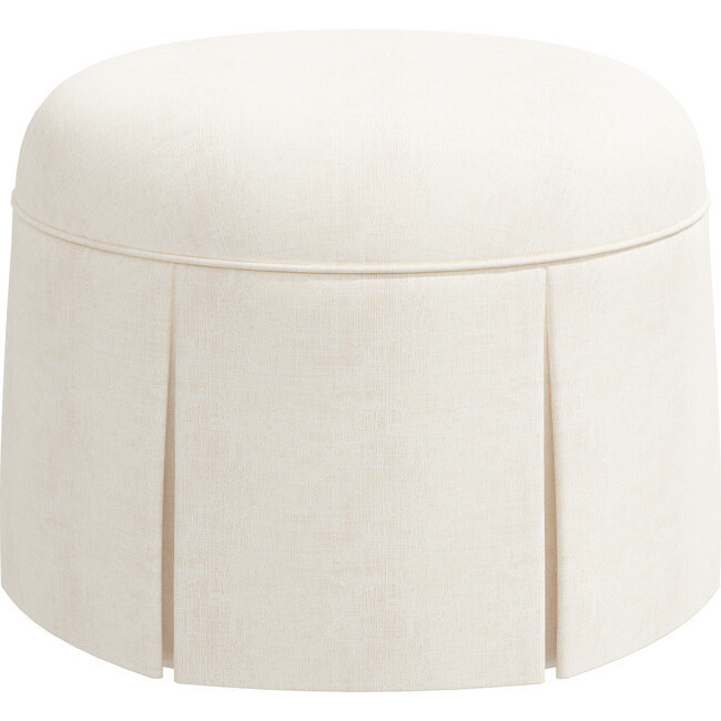 Beatrix Skirted Ottoman, White Linen - Nursery Chairs & Ottomans | Maisonette | Maisonette