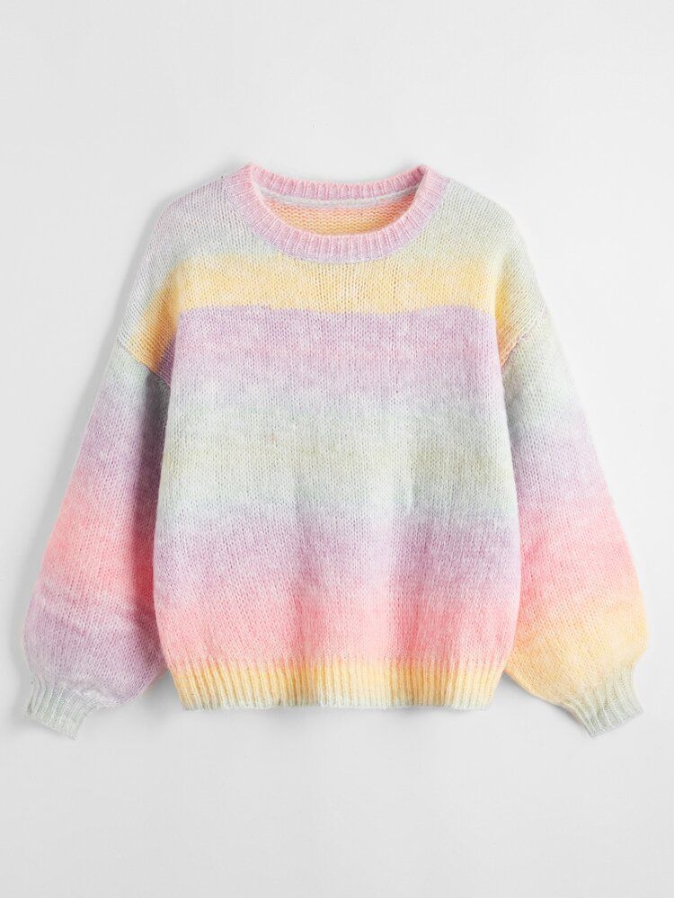 Drop Shoulder Ombre Sweater | SHEIN