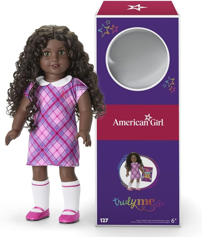 American Girl Truly Me 18-inch Doll #127 w/Hazel Eyes, Curly Dk-Brown Hair, Very Deep Skin & Neut... | Amazon (US)