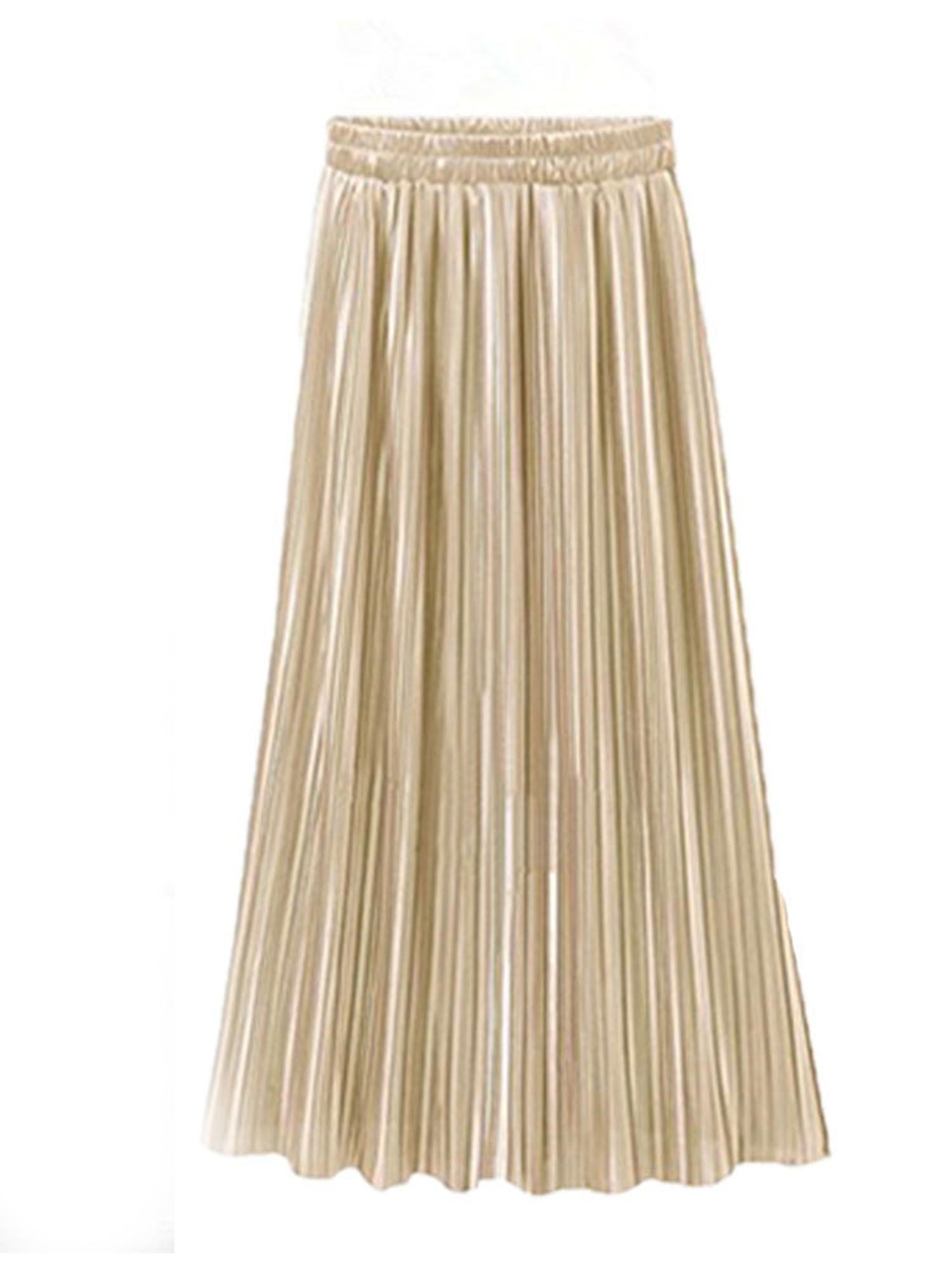 mlpeerw NEW Women Double Layer Pleated Retro Long Maxi Dress Elastic Waist Skirt | Walmart (US)