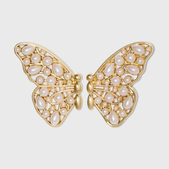 SUGARFIX by BaubleBar Pearl Butterfly Stud Earrings - Pearl | Target