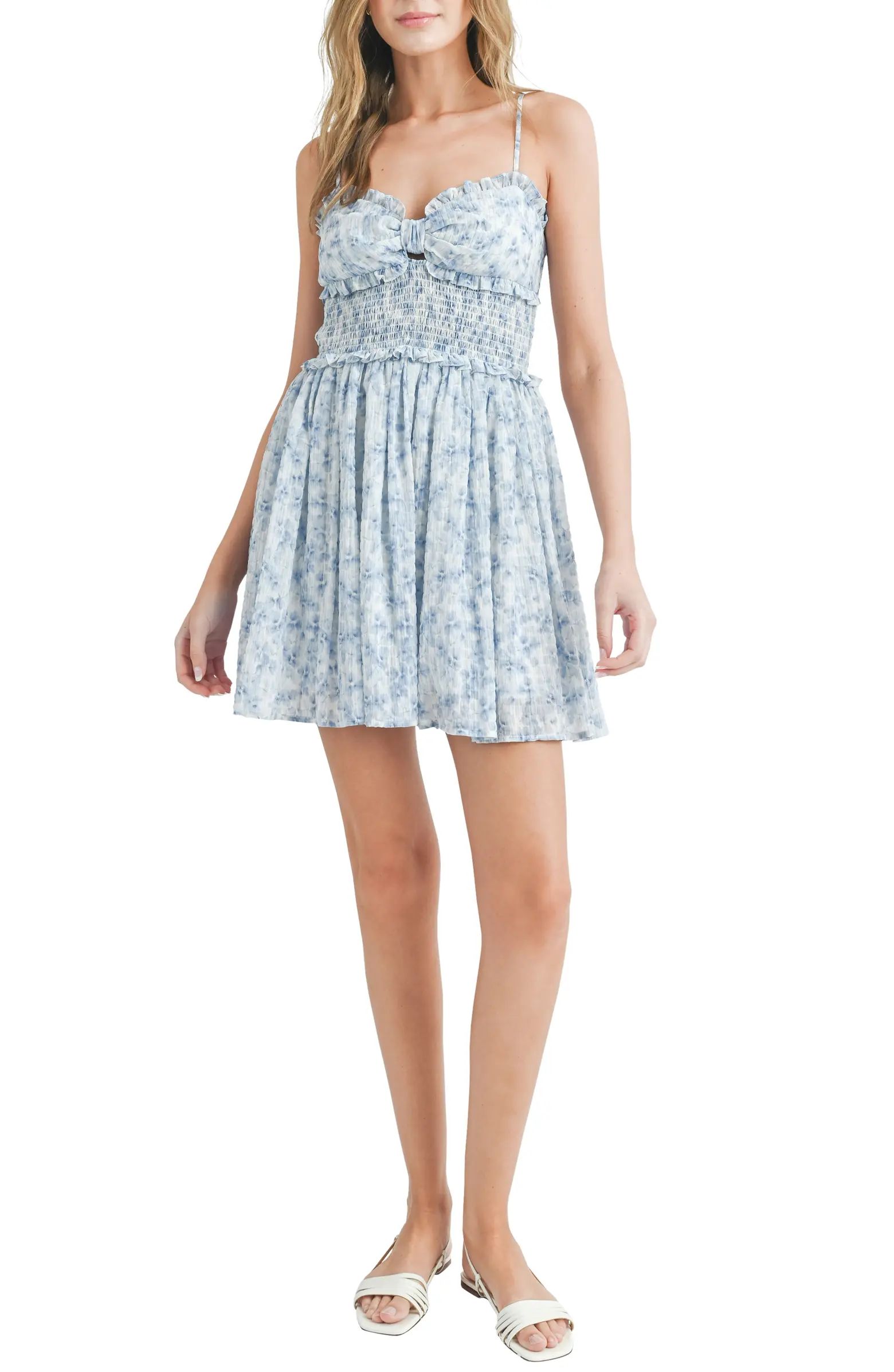 All in Favor Floral Print Bow Front Minidress | Nordstrom | Nordstrom