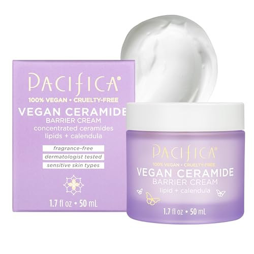 Pacifica Face Cream - Vegan Ceramide Barrier Cream w/Niacinamide & Shea Butter - Hydrating Daily Face Moisturizer Fragrance Free for Sensitive Skin, Vegan, Clean Beauty Allergy & Dermatologist Tested | Amazon (US)