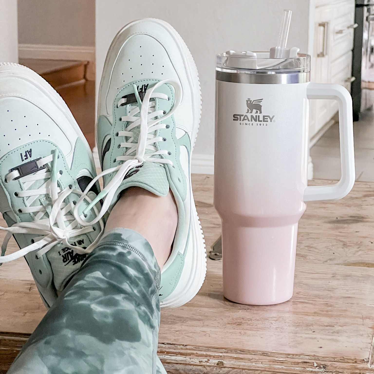 Three of my favorite products all in one. Lululemon Align Leggings, Stanley 40oz tumbler, and Mike Air Force one platform shoes in green. 

Outfits, today's outfits, look of the day, shackets, comfy, mom style, mom outfits, casual style, leggings, black leggings, Nike sneakers, sneakers Iove, Nike airmax preday, bestsellers, cozy, homebody, spring outfit, athleisure, travel outfits


#LTKshoecrush #LTKFind #LTKstyletip