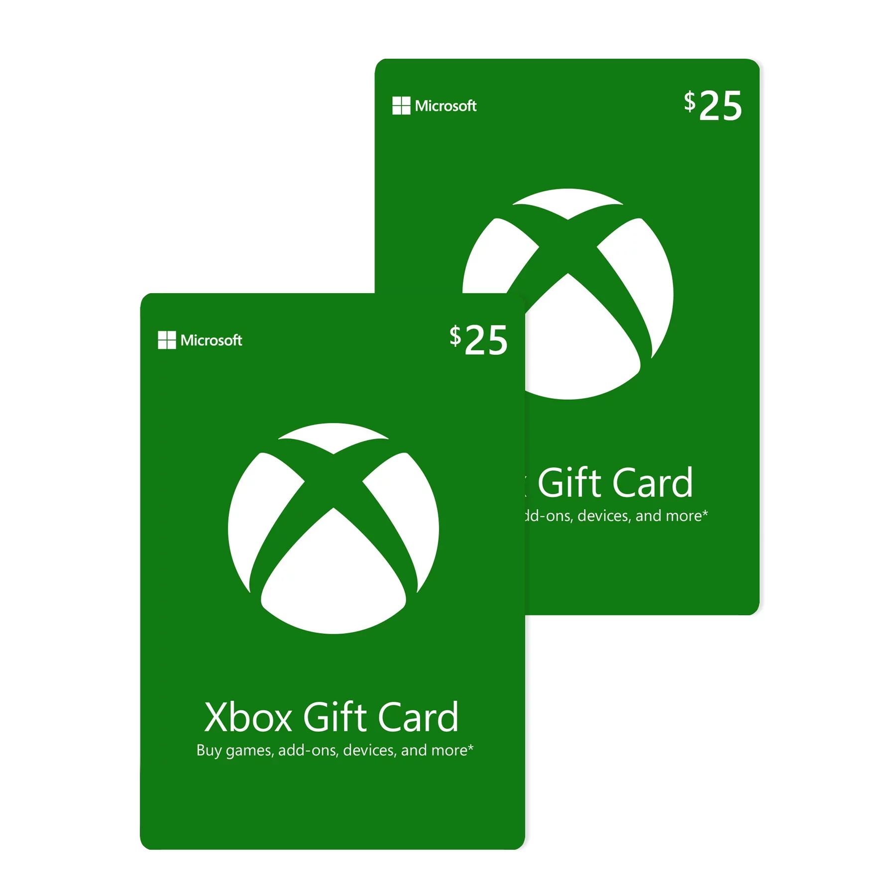 Microsoft XBOX Physical Gift Cards $50.00 Multi-Pack ( 2 x $25.00 cards) | Walmart (US)