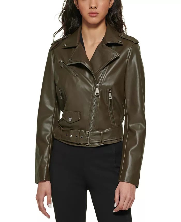 DKNY Women's Faux-Leather Moto Jacket & Reviews - Coats & Jackets - Women - Macy's | Macys (US)