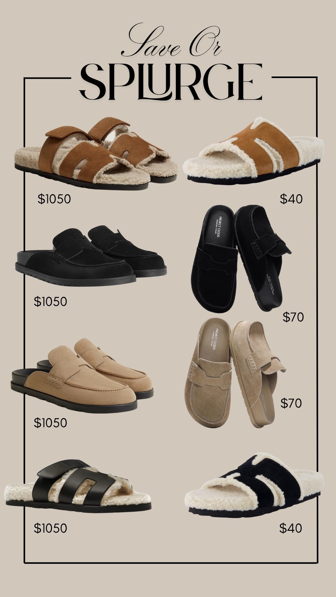 Save or Splurge - Hermes Edition! These are the must haves for fall and winter! 

Hermes Chypre Sherling, Hermes Go Mule, Amazon finds, Amazon fashion, Amazon lookalikes, Designer lookalikes, Designer dupes, Emily Ann Gemma

#LTKGiftGuide #LTKSeasonal #LTKFindsUnder100