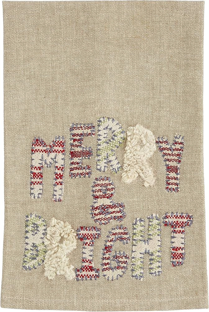 Mud Pie Christmas Applique Towel, Merry and Bright, 21" x 14" | Amazon (US)