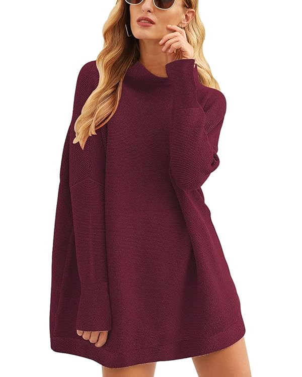 ANRABESS Women Oversized Casual Loose Turtleneck Long Sleeve Slouchy Baggy Knit Tunic Sweaters Pu... | Amazon (US)