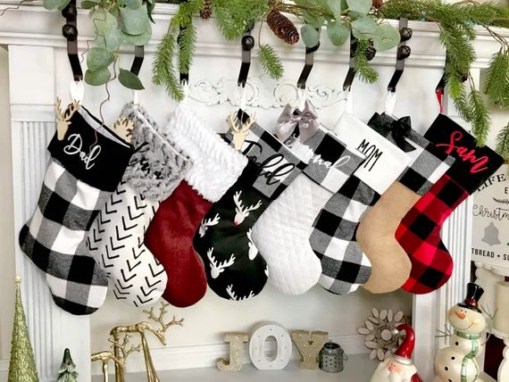 Personalized Christmas Stockings. Buffalo Plaid Stockings. Fur | Etsy | Etsy (US)