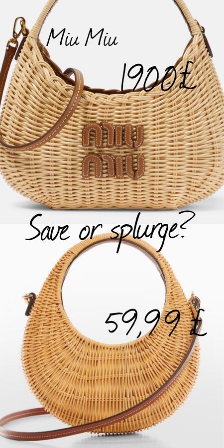 Save or splurge, basket bag, rattan bag, miu miu bag 

#LTKstyletip #LTKitbag #LTKfindsunder100
