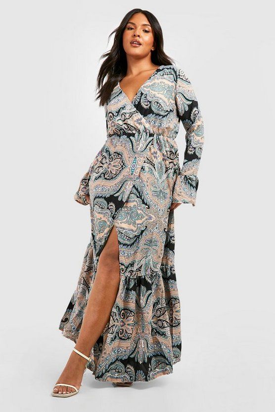 Plus Paisley Wrap Maxi Dress | Boohoo.com (US & CA)