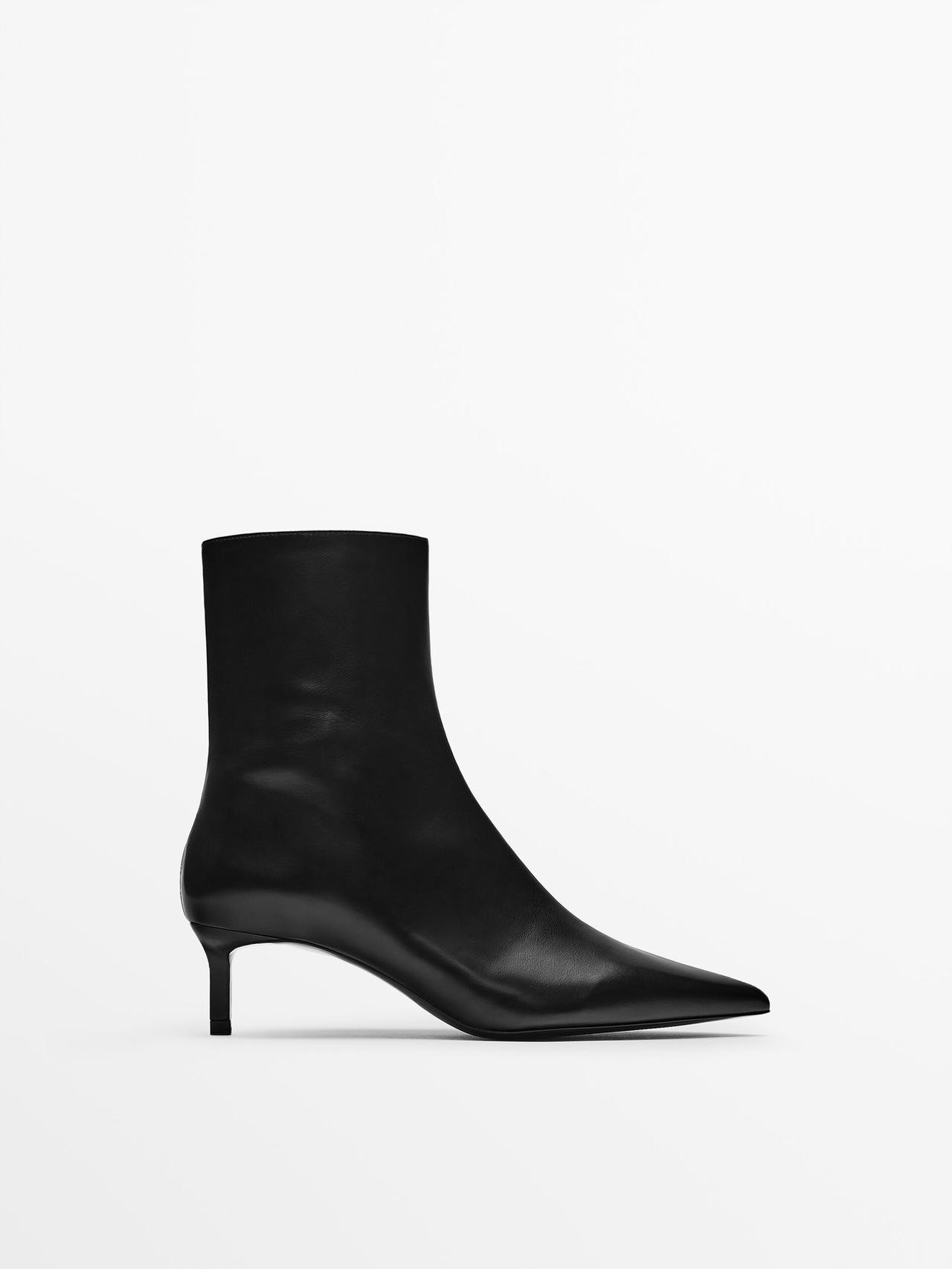 Leather high heel ankle boots | Massimo Dutti US