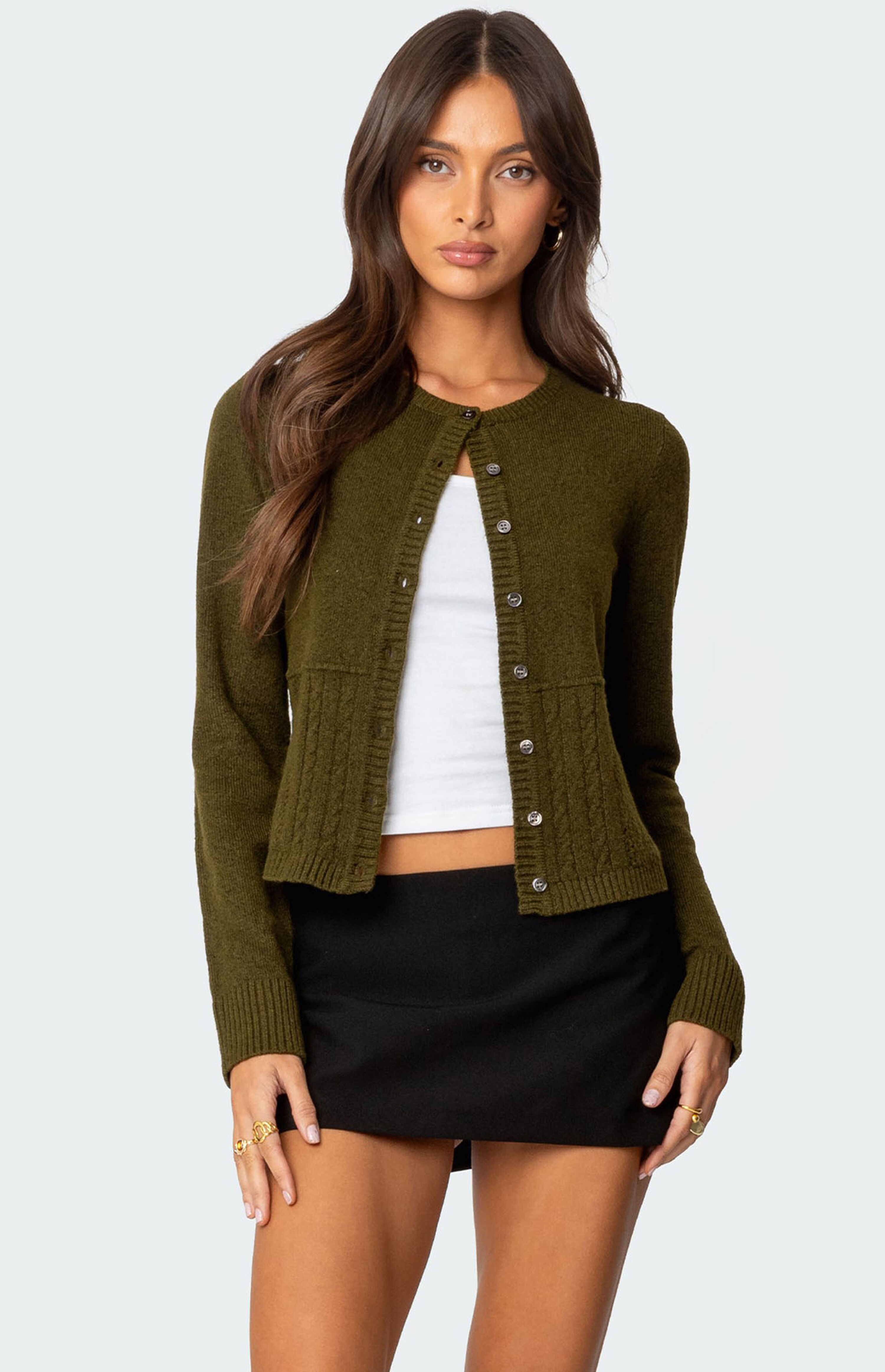 Edikted Half Cable Knit Cardigan | PacSun