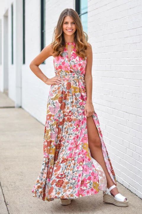 All The Attention Maxi Dress - Sand Floral | The Impeccable Pig