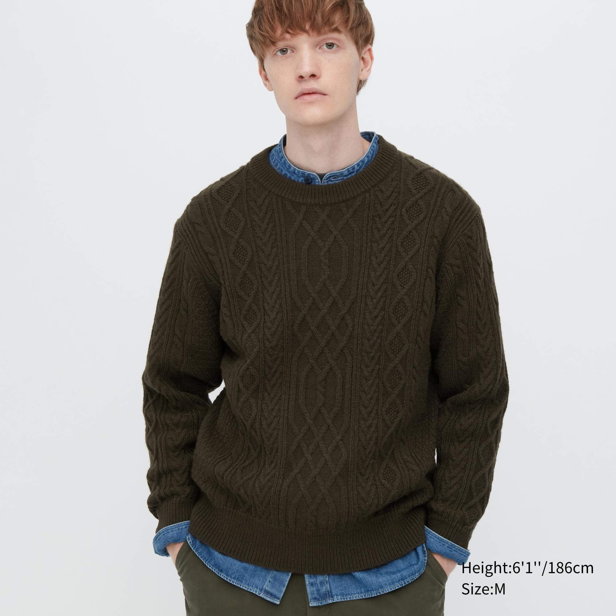 Low Gauge Aran Crew Neck Long-Sleeve Sweater | UNIQLO (US)