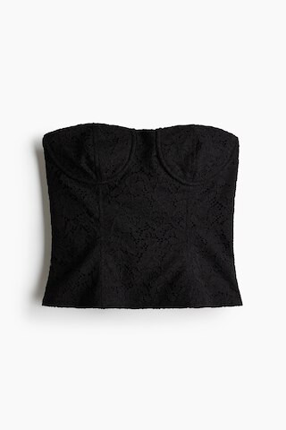 H & M - Lace Bustier Top - Black | H&M (US + CA)