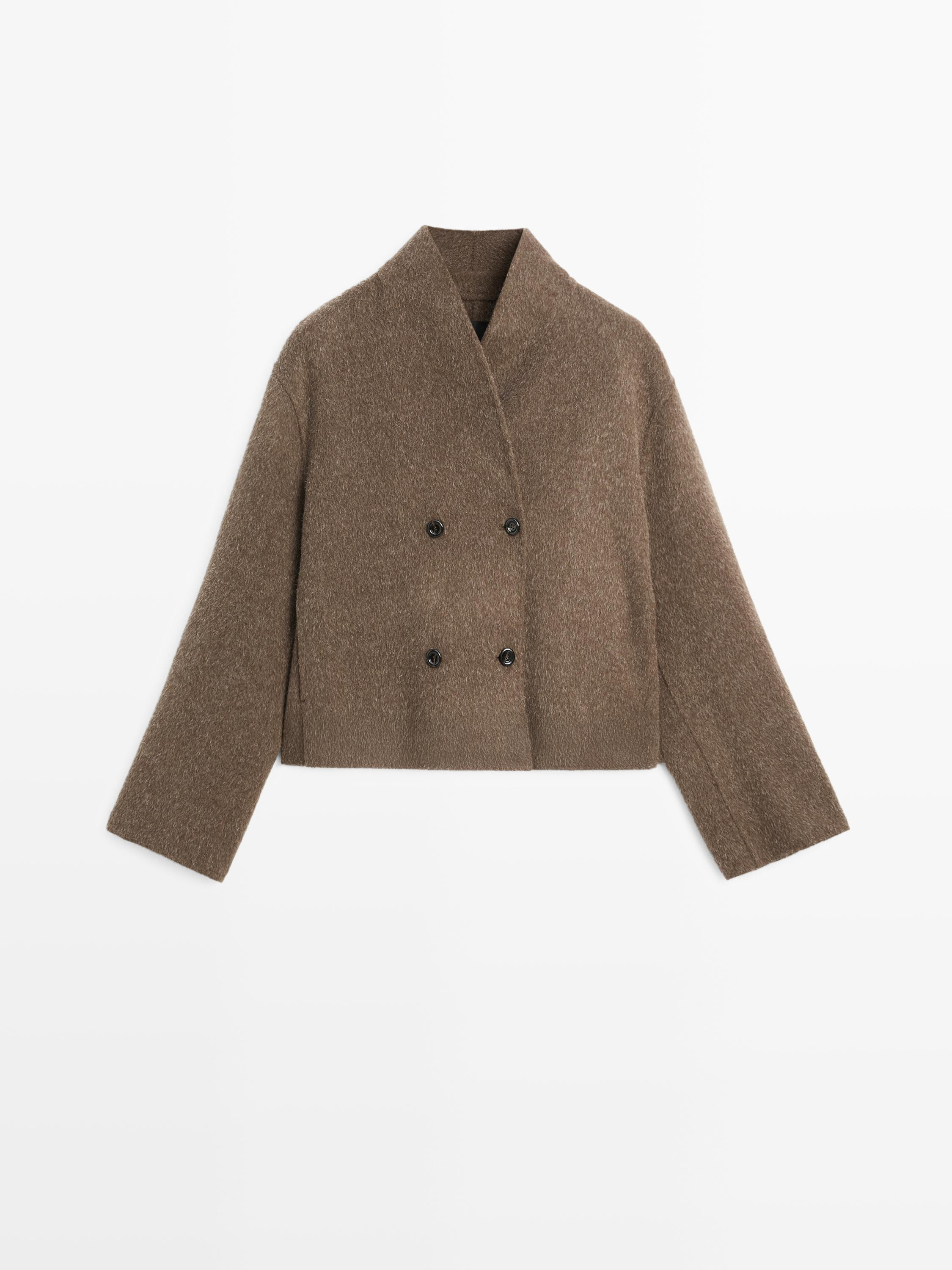Short wool blend double-breasted jacket | Massimo Dutti UK