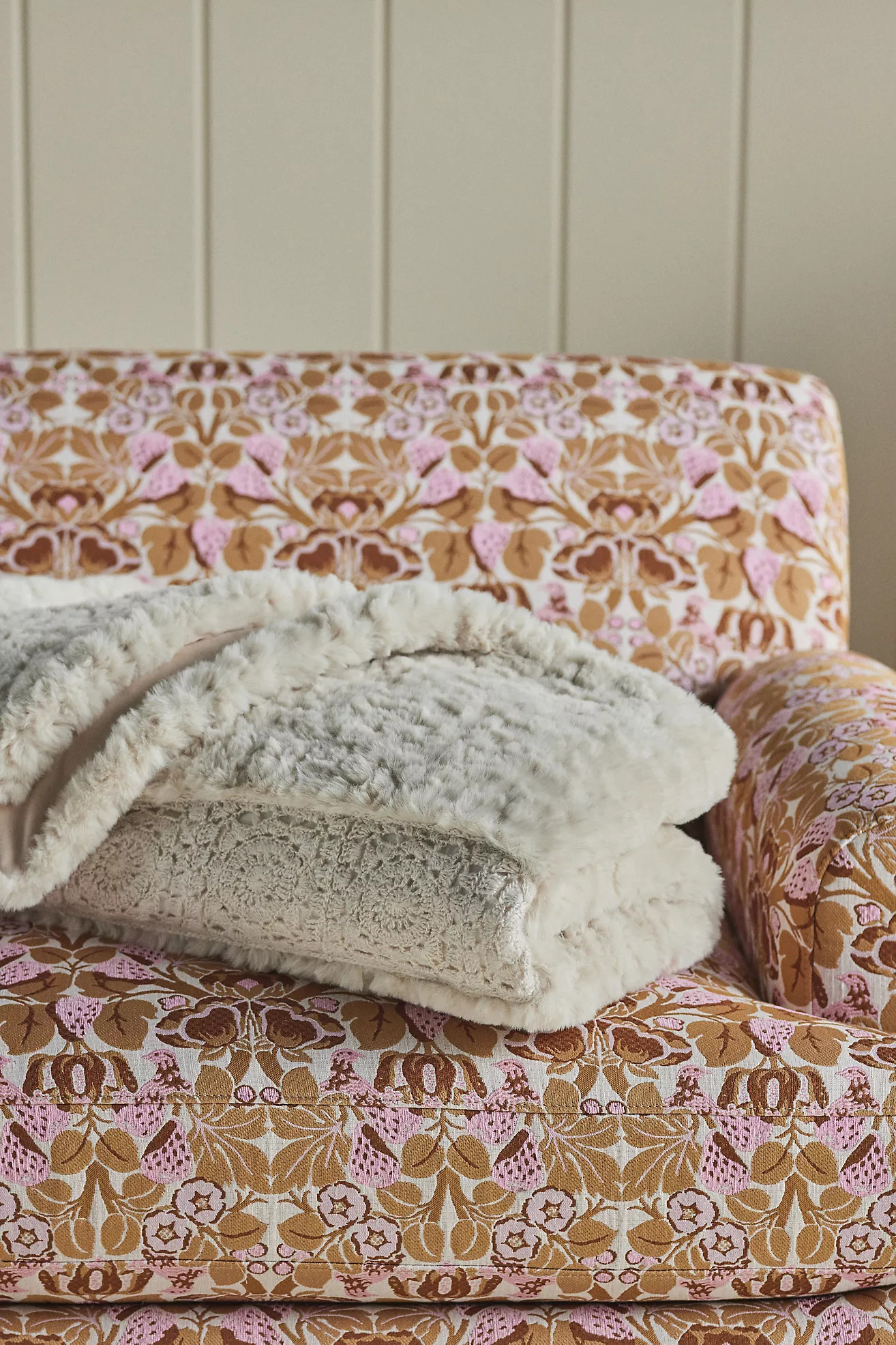 Margaux Crochet Faux Fur Throw Blanket | Anthropologie (US)