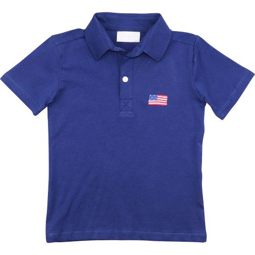 Navy Knit Flag Polo Shirt | Cecil and Lou