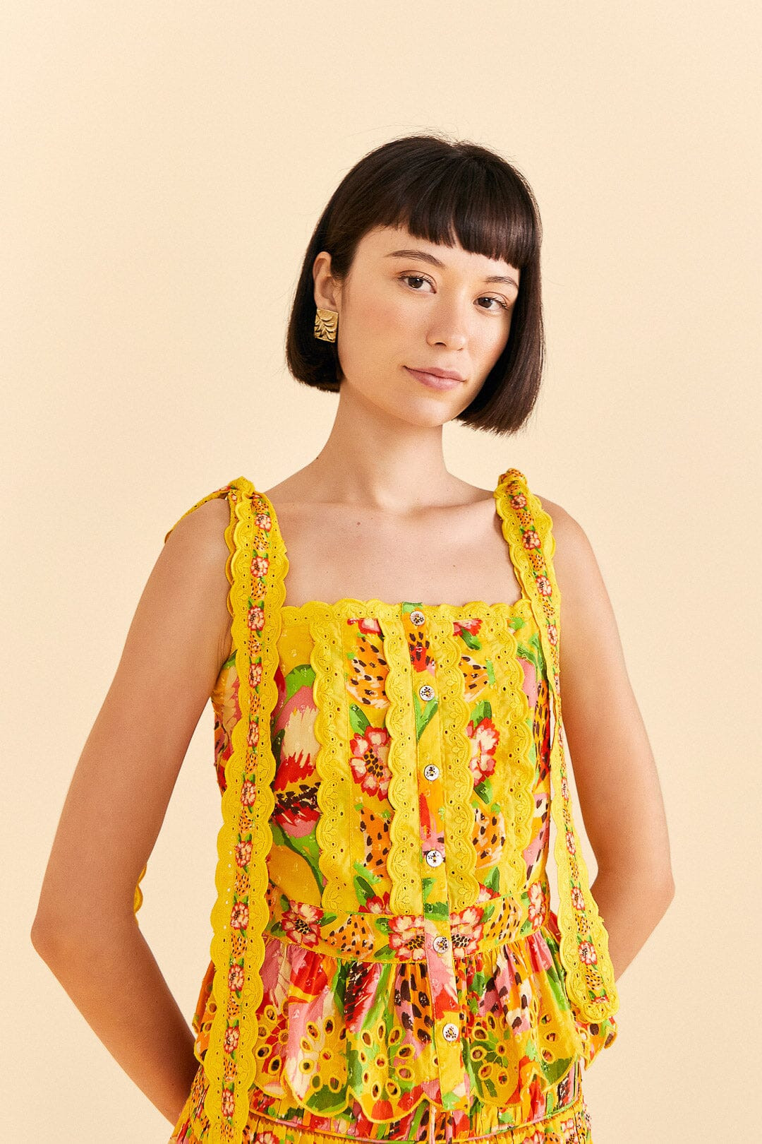 Yellow Fruits Paradise Blouse | FarmRio (US)