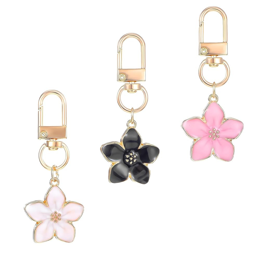 3PCS Cute Flower Keychain for Women, Flower Bag Charm, Aesthetic Keychain Charms Accessories for ... | Amazon (US)