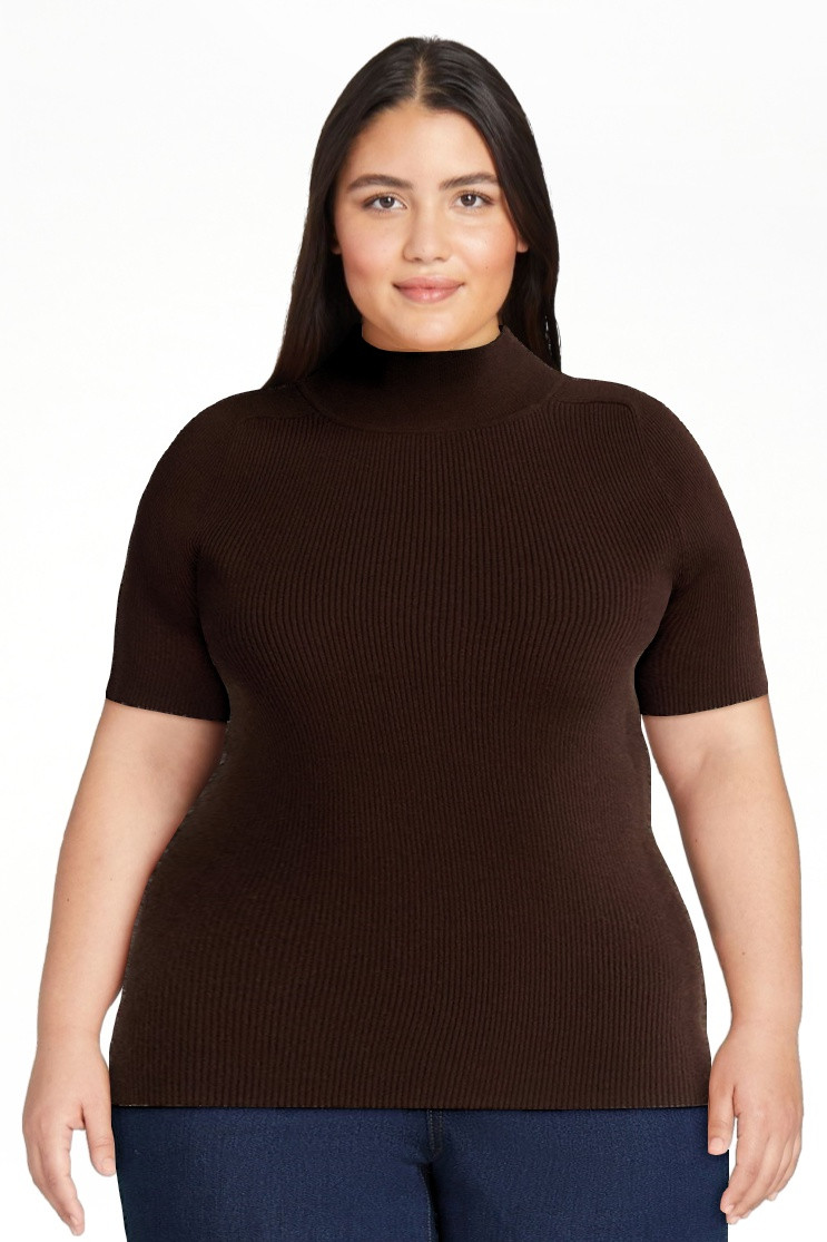 Free Assembly Women's Cozy Yarn Mock Neck Sweater with Short Sleeves, Lightweight, Sizes XS-XXL | Walmart (US)
