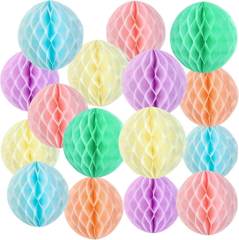 SUNBEAUTY 8'' Hanging Honeycomb Decorations Pastel Party Decoration Rainbow Birthday Party Decor ... | Amazon (US)