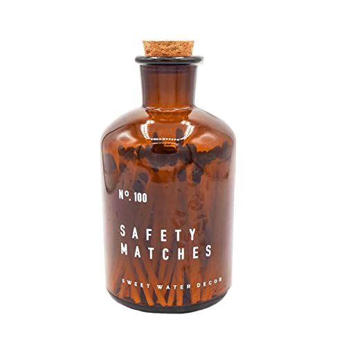 Amazon.com: Sweet Water Decor 3" Safety Matches in Medium Amber Apothecary Bottle | Rustic Jar of... | Amazon (US)
