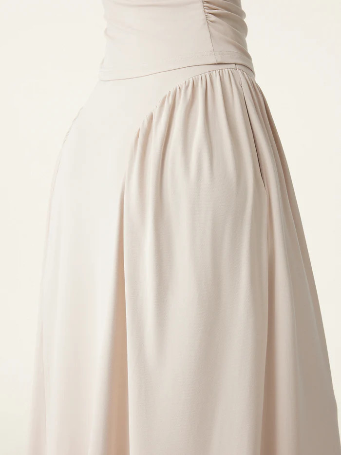 2Pcs Set Faux Button Placket Shirt Tank & Flared Midi Skirt with Pockets | OGLmove