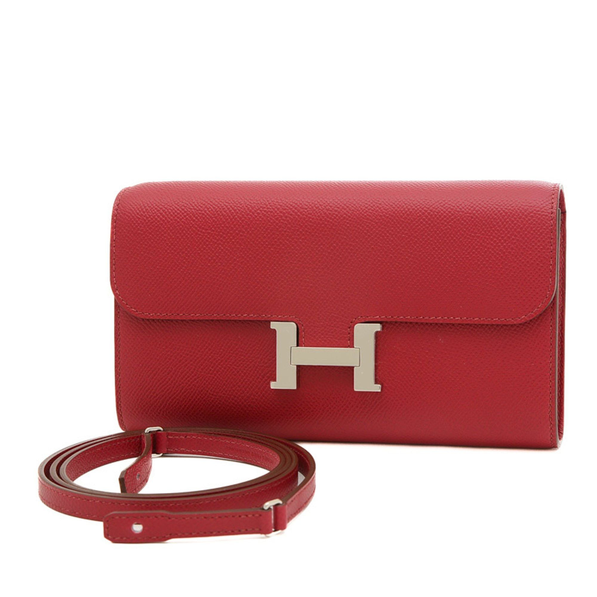 Hermes Constance To-Go Wallet Epson Ruby Silver Hardware B Engraved | Grailed