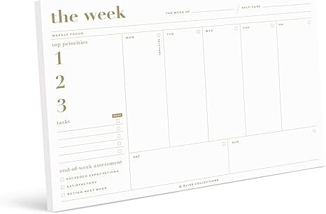 Bliss Collections Essential Weekly Planner 6 x 9 with 50 Undated Tear-Off Sheets, Metallic Gold O... | Amazon (US)