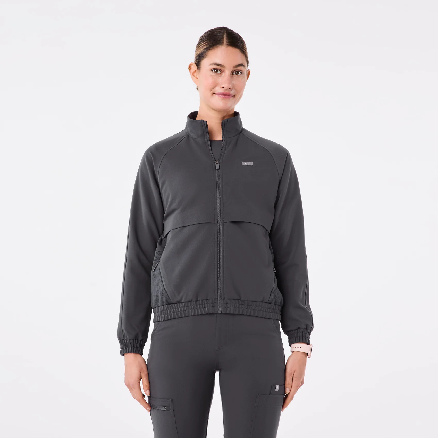 Womens Charcoal Sydney - Scrub Jacket (3XL-6XL) | FIGS