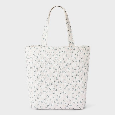 Girls' Floral Printed Tote with Quilting - art class™ Cream | Target