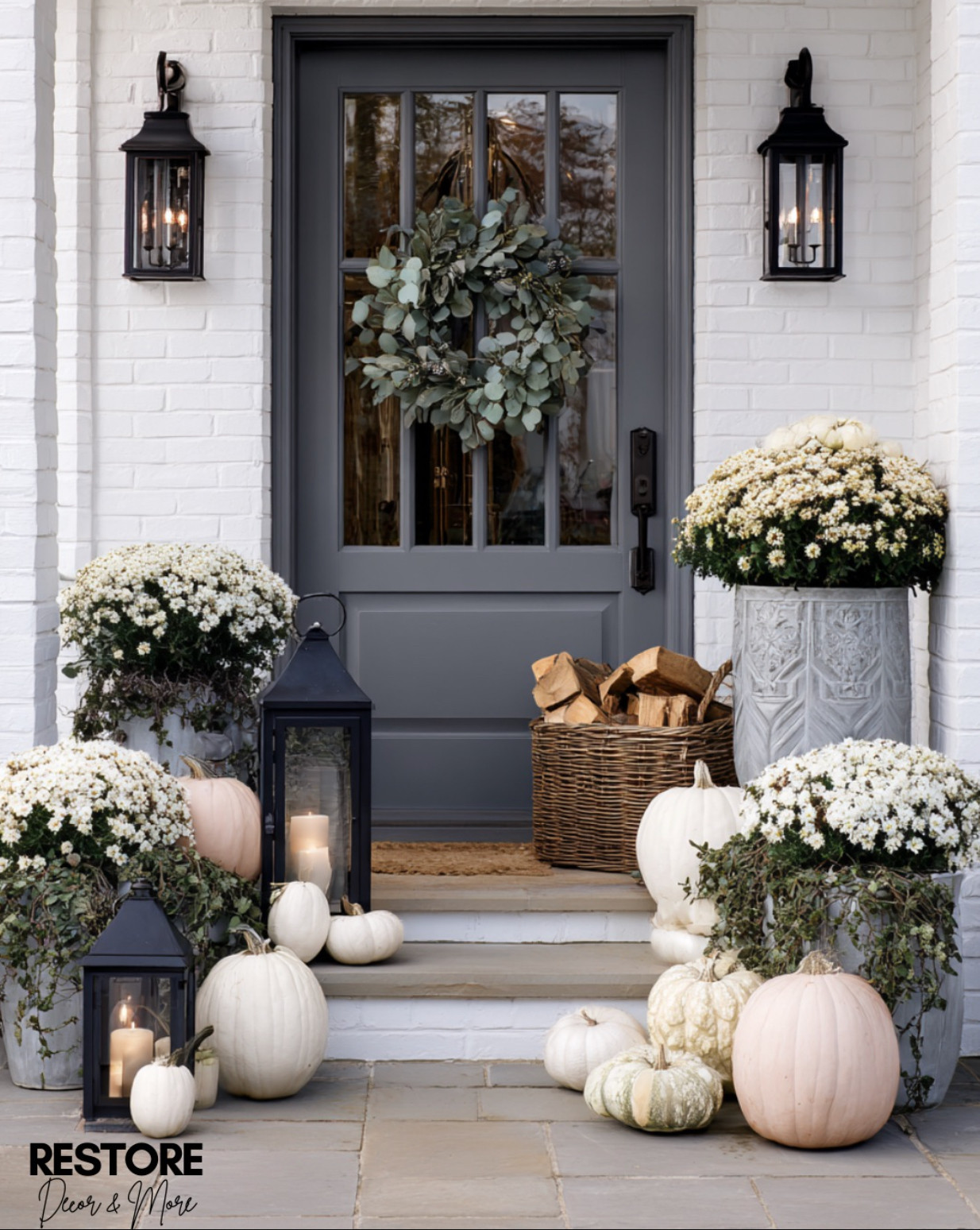 Fall entryway goals 🍂 Neutral pumpkins, cozy lanterns, and fresh mums come together to create the dreamiest front porch. A simple wreath and layered textures make this look welcoming without feeling overdone. Perfect inspiration if you’re ready to refresh your curb appeal for the season! 🪵✨
#FallPorchDecor #NeutralPumpkins #FrontPorchInspo #CozyEntryway #FallDecorIdeas #PumpkinAesthetic #SeasonalStyling #HomeGoals #LTKhome #LTKfall 

 #LTKSeasonal #LTKHome #LTKFindsUnder100